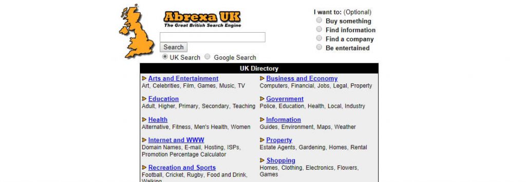 Abrexa：UK英国搜索引擎网站