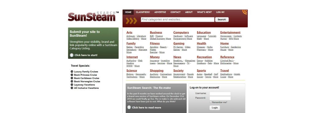 SunSteam：挪威分类目录搜索引擎网站