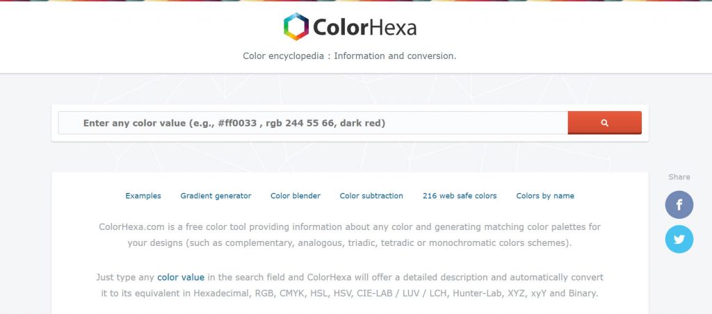 Colorhexa：免费的颜色调配转换工具